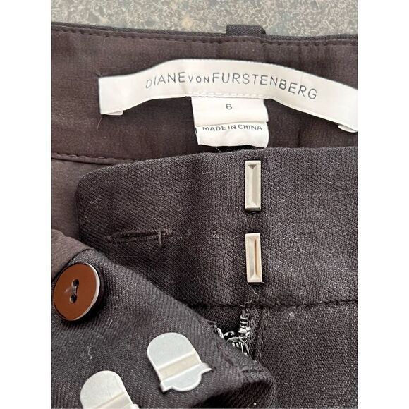 Diane Von Furstenberg Linen Blend Trouser Pants Black Size 6 - Picture 7 of 10